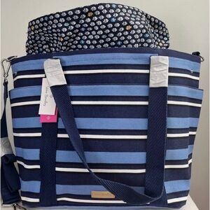 Vera Bradley Deluxe Canvas Tote Bag Navy Beach Tote